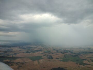 One of the localised showers, encountered soon after crossing the border.